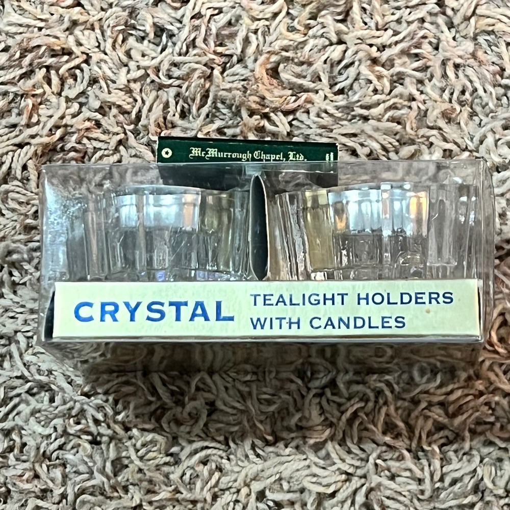 Crystal Tealight Holders with Candles 2 Pack Set Vintage Home‎ Decor